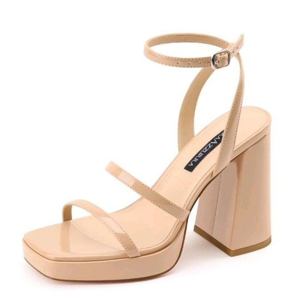MIRAAZZURRA Nude Patent Platform Strappy Heels Size 9 NIB